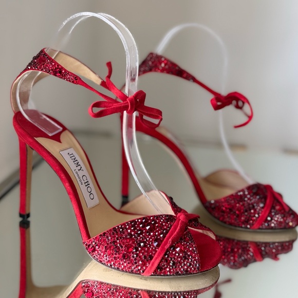 Like new JIMMY CHOO Talaya 100 Crystal Embellished suede sandals 36 - Picture 13 of 15